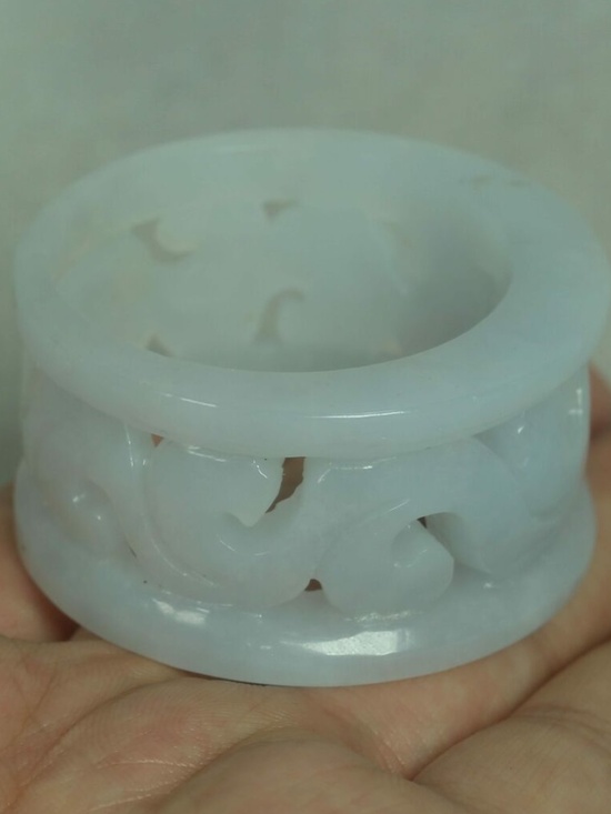 53 mm Certified Icy White 100% Natural A Jade jadeite Bangle Bracelet - Picture 8 of 9